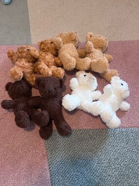 Assorted Plush Teddy Bear Lot - Brown, Tan, Cream, White